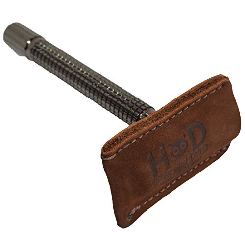 Hide & Drink, Leather Double Edge Safety Razor Head Protective Sheath, Shaving Travel Cover Handmade (Swayze Suede)