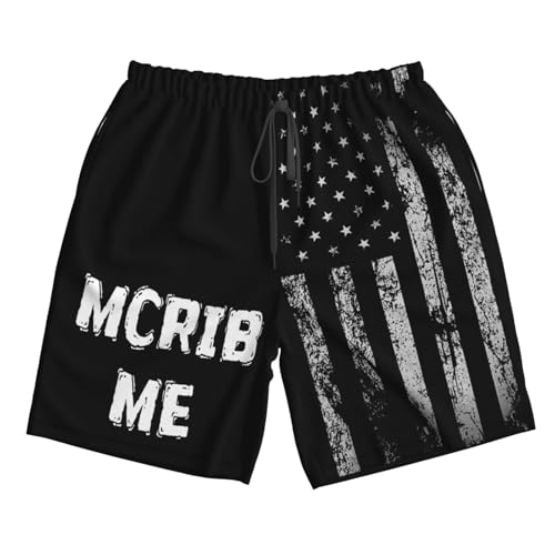 Mens Mcrib Me Swim Trunks Hawaiian Beach Quick Dry Board Shorts Breathable Suits
