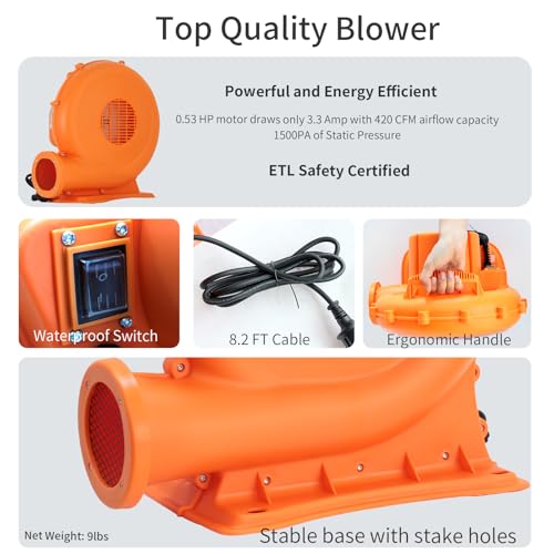 Baralir 7-in-1 Bounce House for Kids 3–10, Bouncy Castle with Long Slide, Kiddie Pool (Ball Pit), Soccer Goal, Climbing Wall, Basketball Hoop and Ring Toss Game - for Indoor or Backyard Fun - Image 7