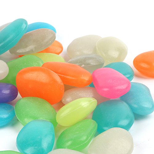 Image of Shiny Stone Glow in the Dark Pebbles, Multicolor, Big Size 3-4cm, 400g /14.1oz | Decorative Glow Stones, Fish Tank Aquarium Gravel, DIY Garden Gifts Decoration