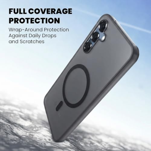 Image of DIZORO Matte Case for Samsung Galaxy A15 Compatible with MagSafe, Camera Lens Full Protection, Shockproof Translucent Frosted TPU Soft Phone Cover, Anti-Fingerprint-Black