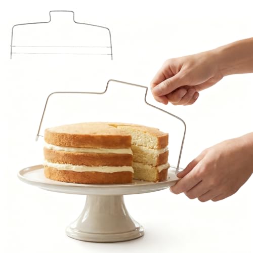 YAZWUR 2 Pcs Coupe-Gâteau en Acier Inoxydable, Lyre à Génoise Réglable avec Double Fil pour Découpe Précise de Couches de Gâteaux (31,8 cm)