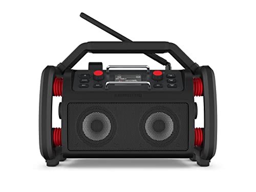 PerfectPro Baustellenradio Rockpro, DAB+ und UKW-Empfang, Bluetooth, Lithium-Akku integriert, AUX und USB-Eingang, IP65, RP2 Cover
