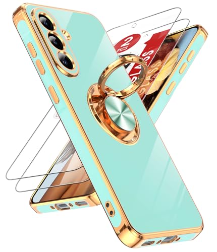 Coque Samsung A36 5G élégante menthe et or rose avec béquille