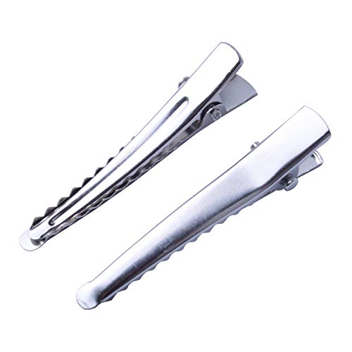 BronaGrand 100 piezas Pinzas de Pelo estilo Cocodrilo plateadas de 4.5 cm con dientes para proyectos de artes y manualidades, secado colgado de ropa, organización de documentos y cuidado del cabello miniatura 2