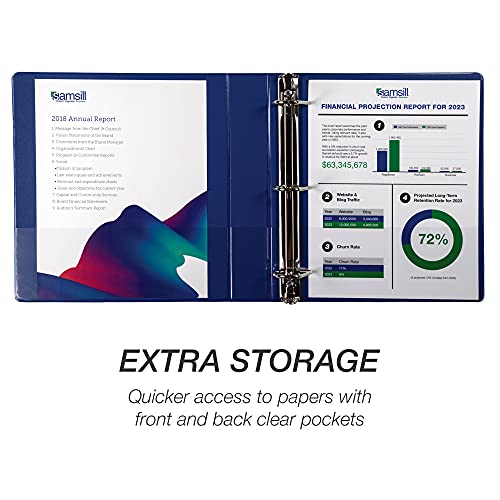 Image of Samsill Durable 2 inch 3 Ring Binder, D Ring Binder, 100% Recycled Chipboard, Blue, 4 Pack