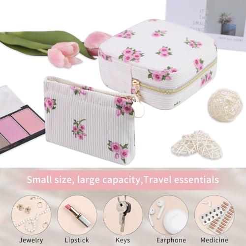 Image of 2-Pack Period Bag for Women Girls, Portable Corduroy Sanitary Napkin Storage Bag Period Pouch Small Discreet Menstrual Pouch, Sanitary Pads Bag Period Kits Tampons Holder for First Period