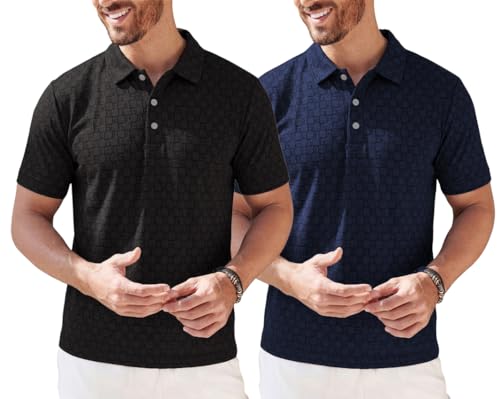 Image of TAGDO Men's Cotton Premium Casual Jacquard Fabric Polo T Shirt for Man | Collar | Half Sleeve | Comfortable Fit with Modern Style | Trendy Look (2067)