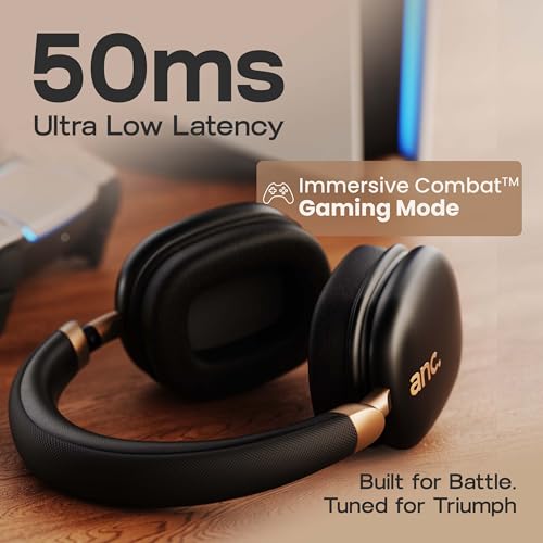 Image of GOBOULT Fluid X Pro ANC Calling, 70Hrs Battery Life, 40mm Boosted Drivers, Foldable Design Bluetooth & Wired Headset (Jet Black)