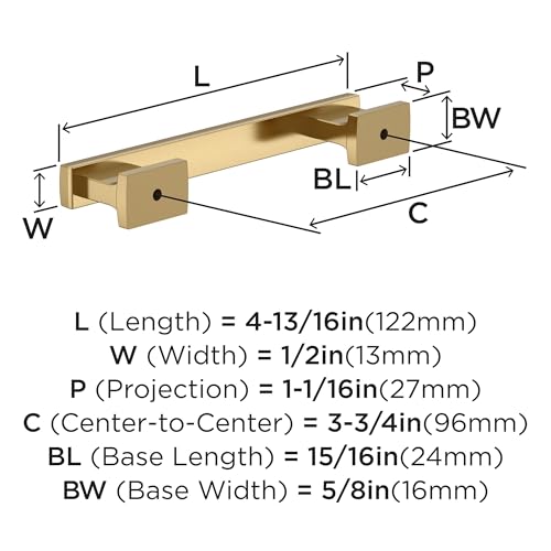 Image of Amerock 25 Pack 3-3 /4 inch Triomphe Champagne Bronze Drawer Pull | 3-3 /4 inch (96mm) Center-to-Center Mounting Distance and 4-13 /16 inches Overall Length, Durable Zinc Cabinet Hardware