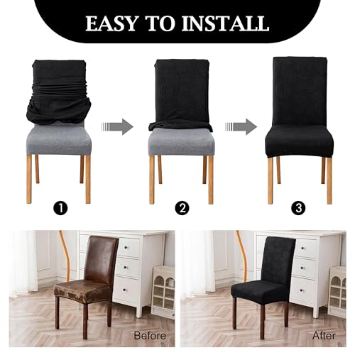 Image of Genina Waterproof Dining Chair Cover Set of 6,Large Chair Slipcover,Black