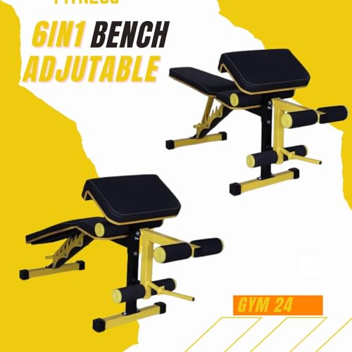 Image of Gym24 Equipments Sonata Functional Trainer with Smith Machine & Power Cage | Dual Cable Crossover System | 160 kg PVC Weight Stack | Multi Gym Strength Training Equipment with Bench | Yellow Black