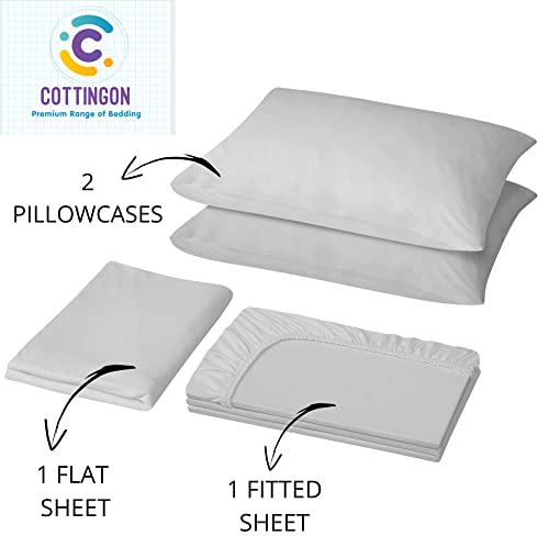 Image of Cottingon 4 Pieces Rv Bunk Bed Cot Sheets 28 X 75, Luxury Soft Microfiber Bed Set for Campers fits 6 to 10 Inches Deep Pocket Mattress, White