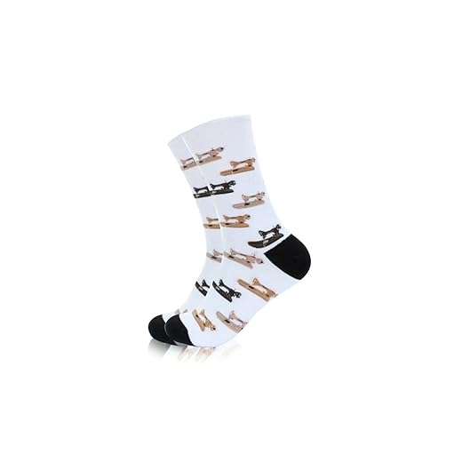 Sewserious Crew Socks with Vintage Featherweight 221 Sewing Machine Theme (White) (Unisex size 5-10)