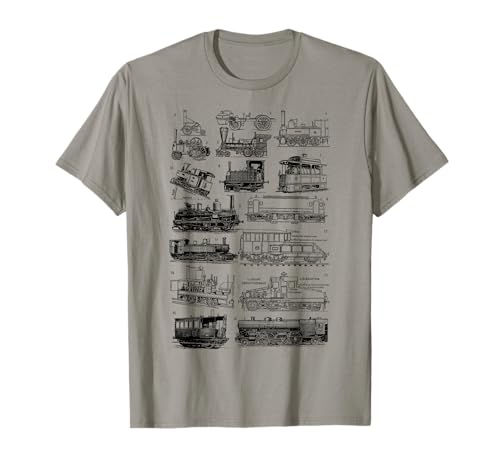 Steam Engine Train Steam Train Locomotive Vintage Chart T-Shirt