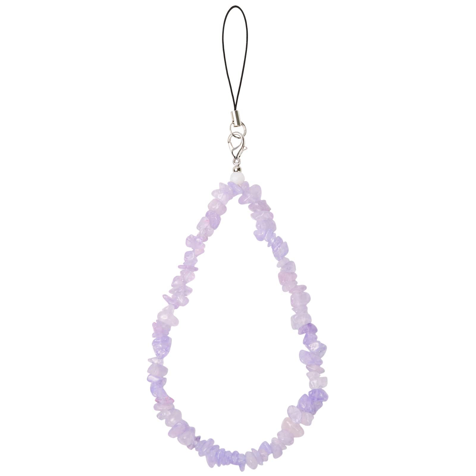 THE WHITE SHOP Phone Lanyard/Chain Strap for Women Girls-Cell Phone Lanyard Wrist Strap Handmade Natural Gemstone Phone Case Charms Keychain Purple for Women Girls