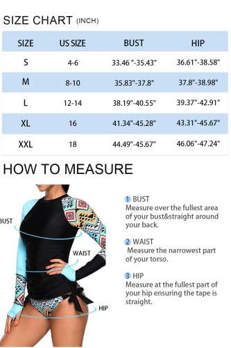Rekita Rash Guard Long Sleeve For Women Swimsuit Bathing Suit With Bottom Swim Shirts Color Block Print Tankini #TOP5