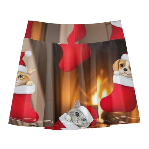 Girls Skorts Athletic Shorts Cute Dogs Cats Santa Hats Skirts with Shorts Outfit School 3t2