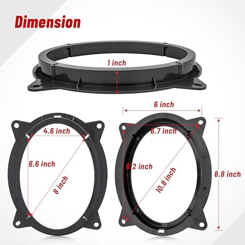 RED WOLF 6" x 9" Front Door Speaker Mount Adapter Fit for 2012-2024 Toyota Camry, 2014-2019 Highlander Install Aftermarket Audio Speaker Spacer Ring Bracket Holder 2 PCS by RED WOLF - Image 4
