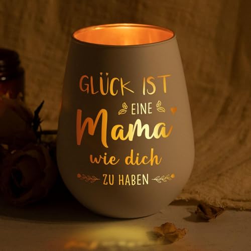 Juratar Geschenke für Mama zu Weihnachten – Liebevolles Windlicht mit Gravur – Geburtstagsgeschenk für Mama, Bonusmama oder Schwiegermutter zum Muttertag oder Weihnachten