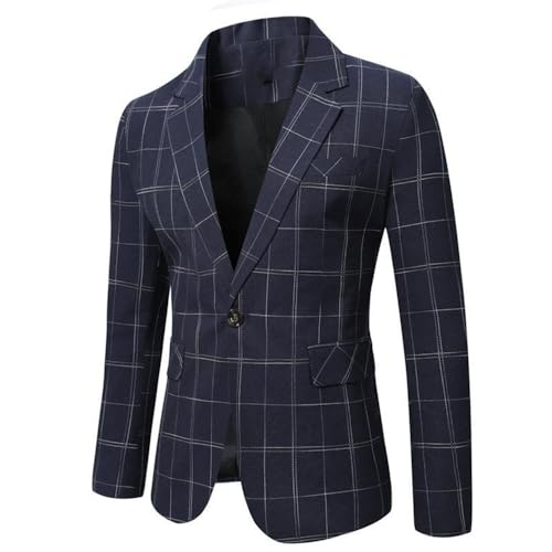 Men's Checked Suit Blazer One Button Casual Tuxedos Blazer Wedding Coat3