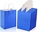 Cptoion 50 Pack Gift Bags,Blue Paper Bags with Handles Bulk,Paper Gift Bags with Handles,Medium Kraft Paper Bags 8.27x4.33x10.3 Inch,Shopping Bags Retail Bags for Birthday Wedding Party Favors(Blue)