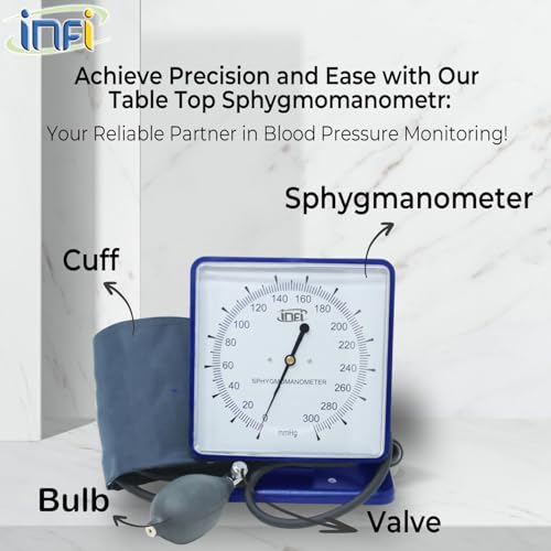 Image of Infi Aneroid Desk Type Sphygmomanometer Blood Pressure Monitor | BP Apparatus Manual | Manual BP Operator For Precise Measurements | 1 Year Warranty | Latex Free Cuff | Imported Bulb For Medical Professionals
