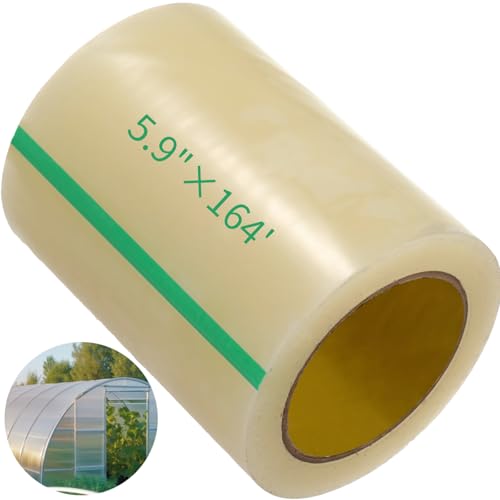 Image of Homaisson Greenhouse Repair Tape, 5.9 inchx164' High Adhesion Poly Patch Tape, Waterproof Clear Tent Tape, PE Sheeting Tape, Greenhouse Accessories for Seaming and Sealing