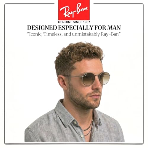 Image of Ray-Ban RB3447N ROUND FLAT LENSES Round Shaped Sunglasses for Men with Official RAYBAN Eyewear Kit