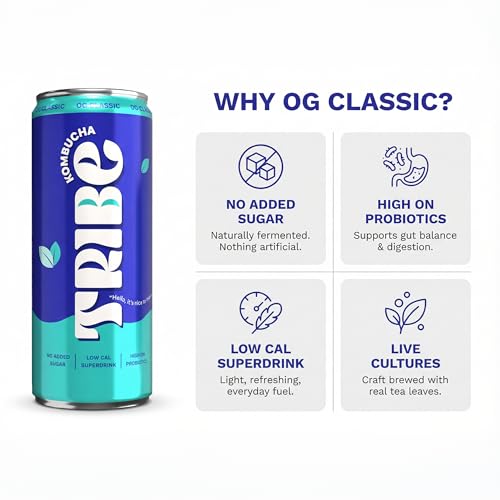 Image of Tribe Kombucha Probiotic Super Drink | Supports Gut Health | Gluten-Free | Naturally Fermented | Super Refreshing | Gut Friendly | Improves Blood Sugar | Antioxidant and Hydration | No Added Sugar | 250 ML X 6 (OG CLASSIC)