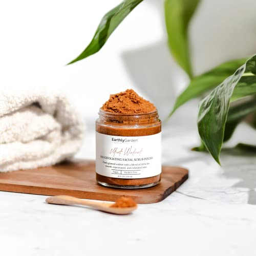 Earthly Garden Mint Walnut Aha Face Exfoliating Scrub For Women + Men | Vegan, Microdermabrasion Facial Scrub Exfoliant | Dead Skin Remover | Deep Pore Cleanser | For All Skin Types (4Oz) #TOP4