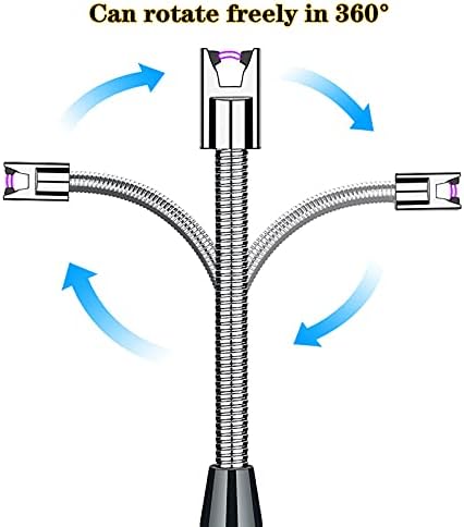 Candle Lighter, GuangTouL Camping Lighter, USB Charging Electric Arc Lighter with LED Power Display, for Candles, BBQ, Gas Stoves, Fireworks, Long Flexible Neck Flameless Grill Lighter