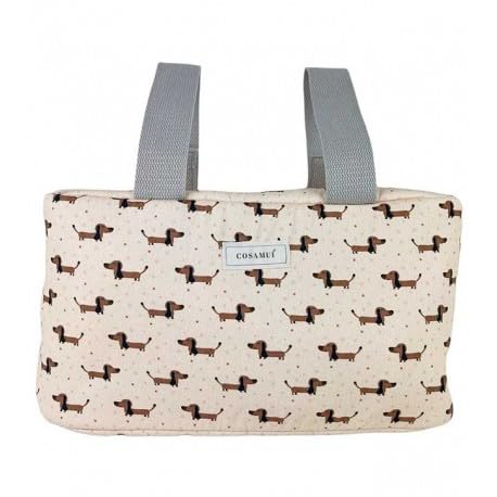 Cosamui Bolso Organizador para Carrito de Bebé, 2 Bolsillos Interiores   colecciones exclusivas   varios Diseños   Bolso bebé mediano pequeño (Perro Salchicha)