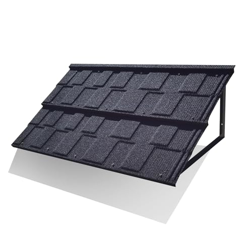 BIGalleons Fixed Metal Awnings 52 in W x 31 in H, Triangle Steel Frame with Tile Shaped Metal Awning...