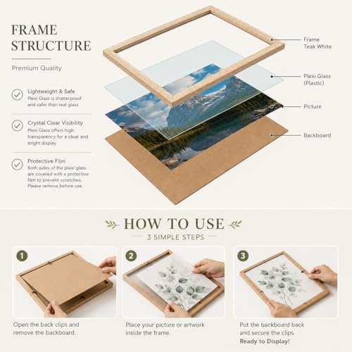 Image of AbhiKalpya Art Studio A3 photo Frame Empty for Artwork and Painting,12x16 inch Photo frame Set of 3 (Beige)
