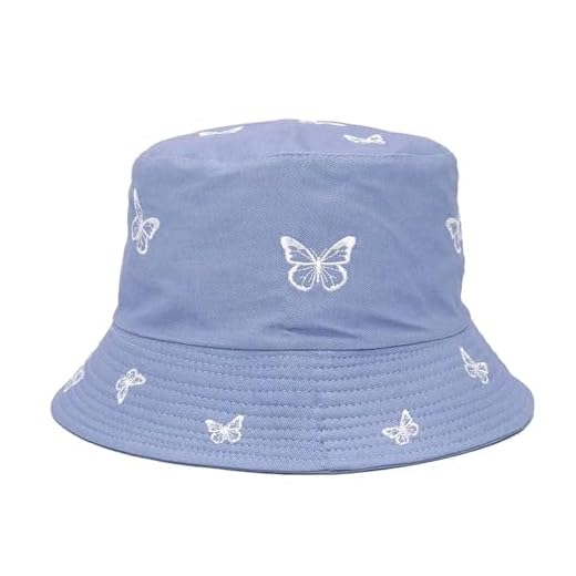 YUEZHAN Chapeau Bob Femme Homme Femmes Papillon Impression Broderie Seau Chapeau Pliable Chapeau De Soleil Chapeau De Pêche Hip Hop Chapeau De Pêche en Plein Air Cadeau Femme 56-58Cm Bleu
