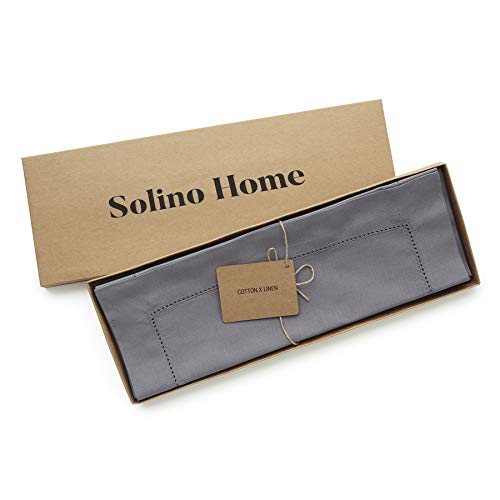 image for Solino Home Hemstitch Cotton Linen Placemats - 14 x 19 Inch, Set of 4 