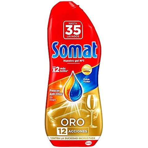 Somat Excellence Gel Frescor Anti-Odor (35 washes), degreasing dishwashing detergent, automatic liquid dishwasher in bottle, dish soap with anti-odor vinegar Cover
