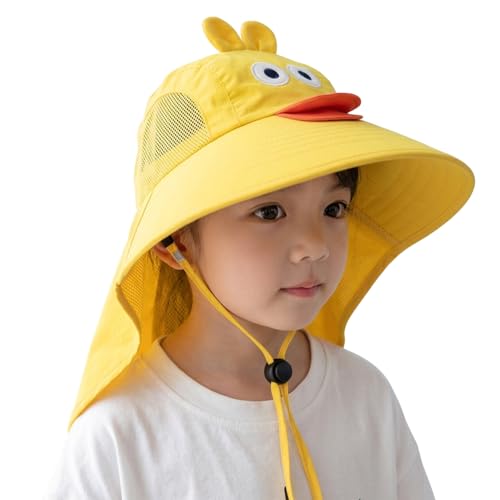 Image of SYGA Children's Cute Pink Bunny Sun Hat UPF 50+ Wide Brim UV Protection Bucket Hat, Lightweight Breathable Summer Beach Fishing Hat for 3-10 Years Boys & Girls