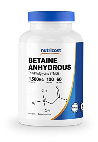 Nutricost Betaine Anhydrous Capsules 1500mg, 60 Servings - Gluten Free, Non-GMO, 750mg Per Cap, 120 Capsules