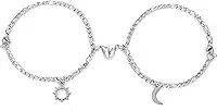 2 Pulseiras Magnéticas Casal Namorados Sol E Lua Caixa Kit