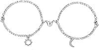 2 Pulseiras Magnéticas Casal Namorados Sol E Lua Caixa Kit