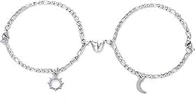 2 Pulseiras Magnéticas Casal Namorados Sol E Lua Caixa Kit
