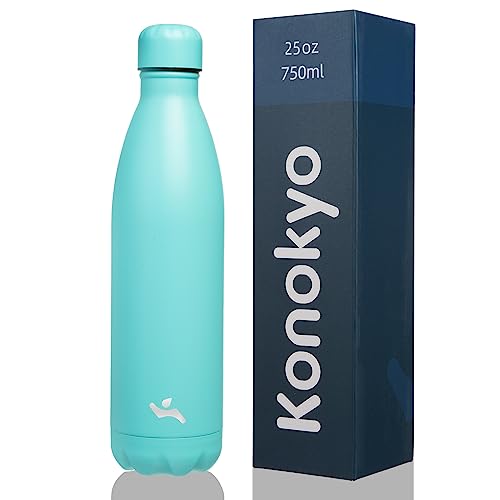 Image of Konokyo Insulated Water Bottles,25 oz Double Wall Stainless Steel Vacumm Metal Flask for Sports Travel,Turquoise