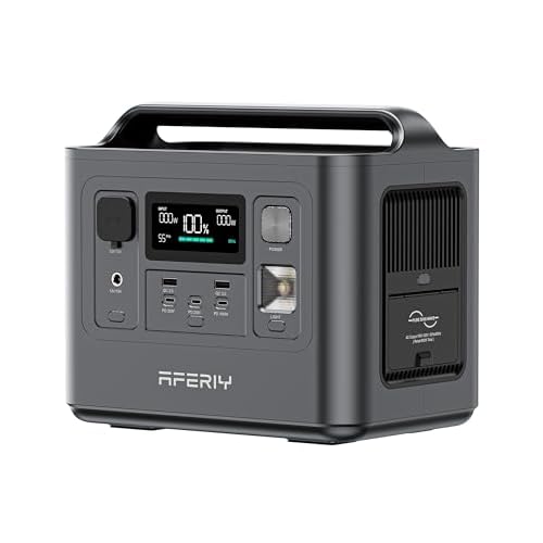 AFERIY Nomad800 Power Station 800W(Peak 1600W) with 512Wh LiFePO4 Battery, Bidirectional Inversion Solar Generator Fully charged in 1.5h, for Camping, CPAP, Home Backup