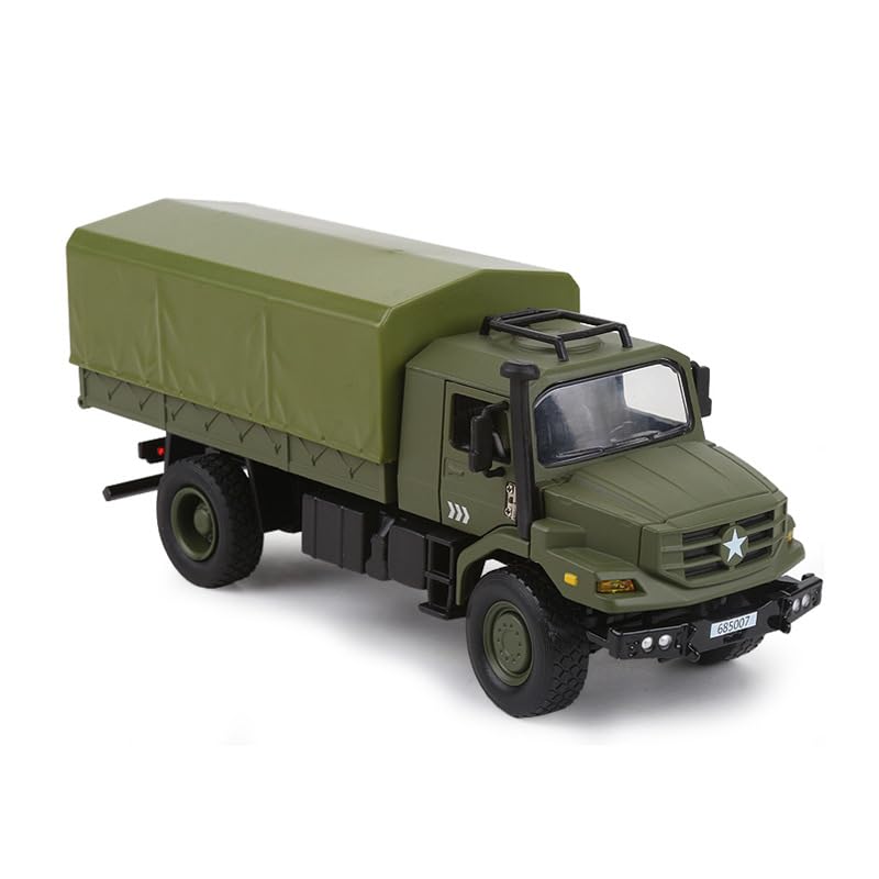 1/36 Scale Classic Military Diecast Transport Truck & Armored Vehicle &ndash; Retro Army Utility Toy...