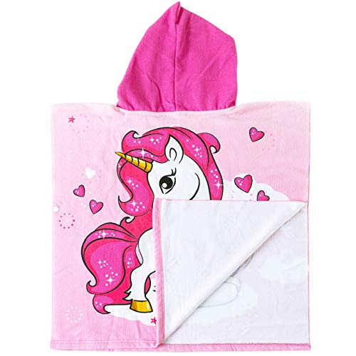 Image of NovForth Kids Beach Towel for Boys Girls, Hooded Bath Towel Wrap, Toddler Pool Towel with Hood
