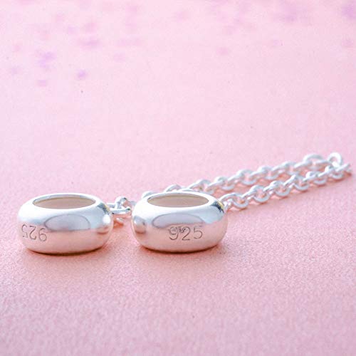 Hoobeads 925 Sterling Silver Stopper Safety Chain Bead Charm For European Charm Bracelets2