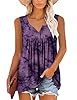 KISSMODA Plus Size Tops for Women Casual Summer Henley Shirts Ruffle TiedyePurple XXL #1