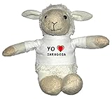 Oveja blanco de peluche con Amo Zaragoza en la camiseta (ciudad / asentamiento)